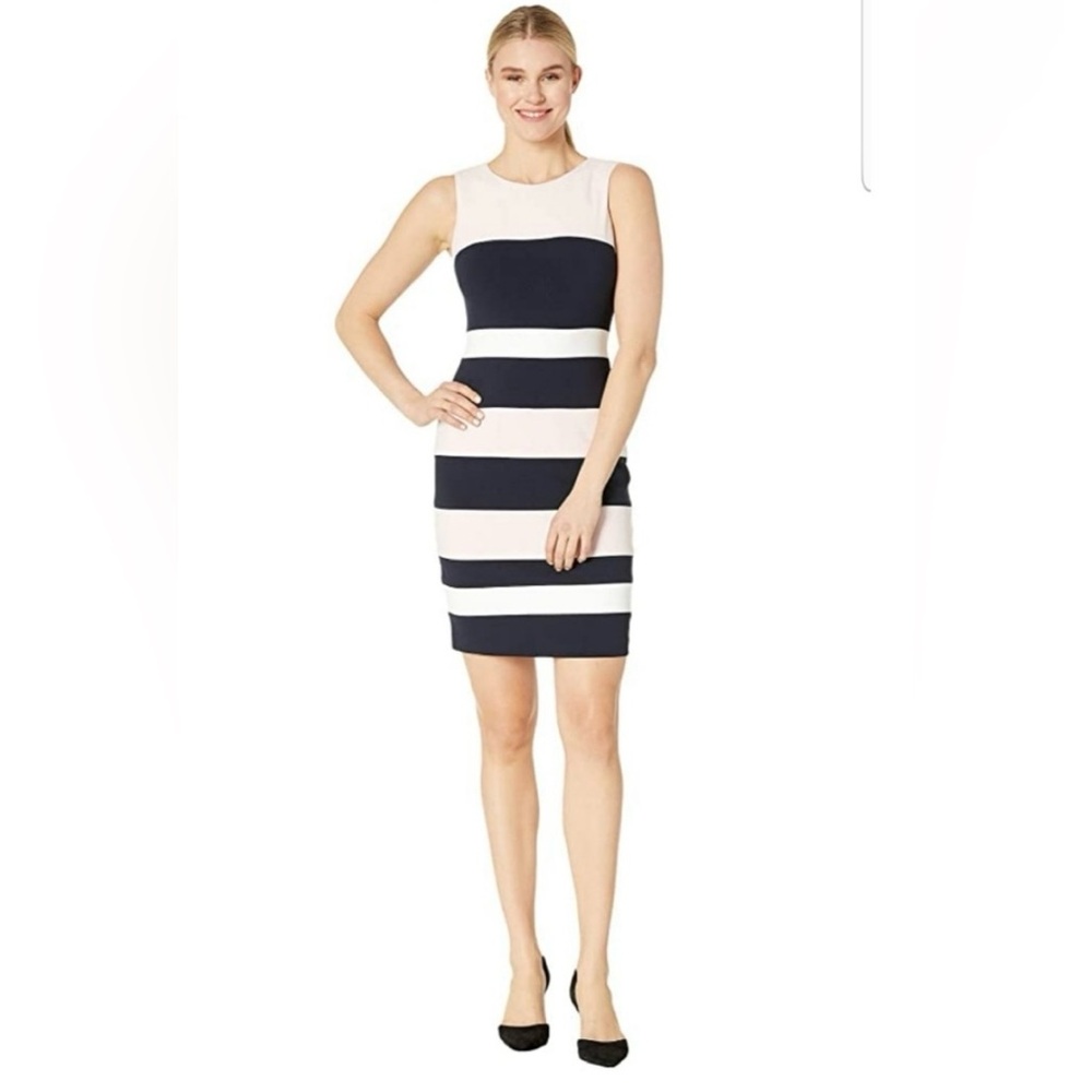NWT TOMMY HILFIGER BLACK, PINK, AND WHITE SLEEVELESS SHEATH DRESS SIZE 4